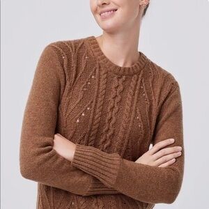 J.CREW Pointelle cable-front sweater Lambwool